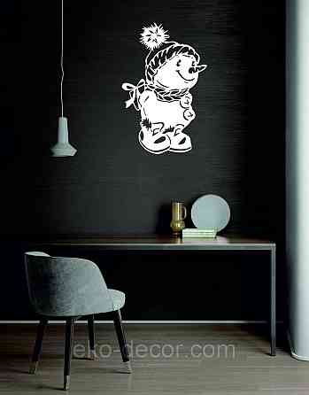 Декоративное настенное Панно «Снеговик», Декор на стену 90*56 см, Белый Киев