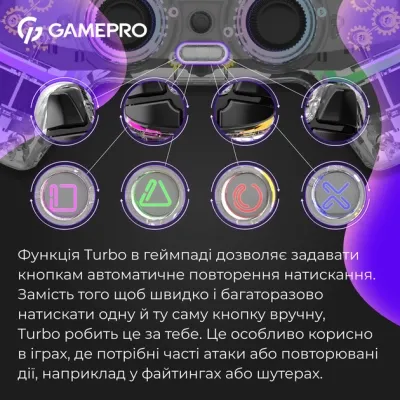 Геймпад GamePro GPS13T BT 5.3/USB/PC/iOS/Android/PS3/PS4 RGB Transparent (GPS13T) Вінниця - фото 5
