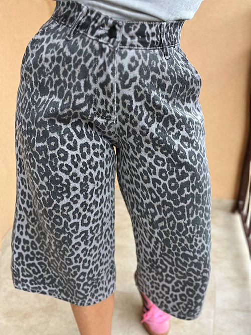 Шорти жіночі джинс I8  52100 BAGGY довгі косі кишені принт леопардовий принт темно сірі, темно-сірий, 36 Київ - фото 5
