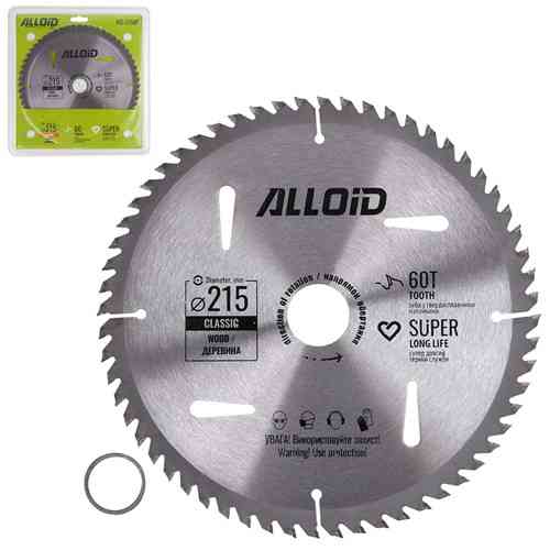 Диск пиляльний по дереву з твердосплавними напайками 215х30/25,4мм, 60 зубів Alloid Одеса
