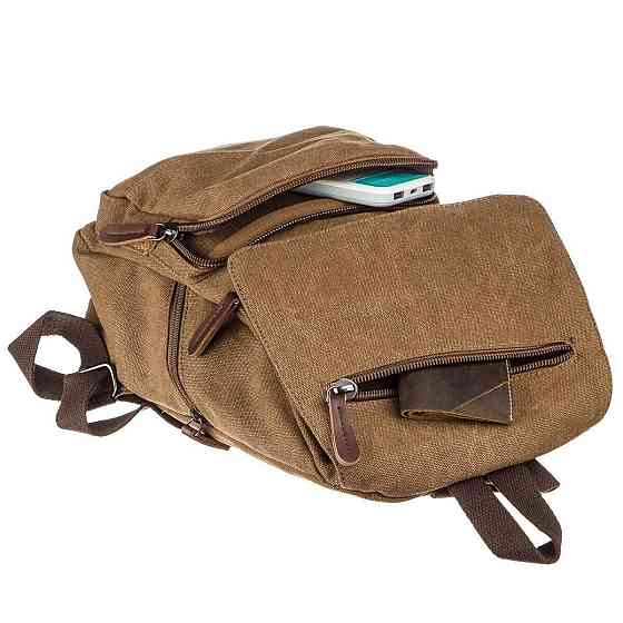 Компактний жіночий текстильний рюкзак Коричневий (Vintage) Київ