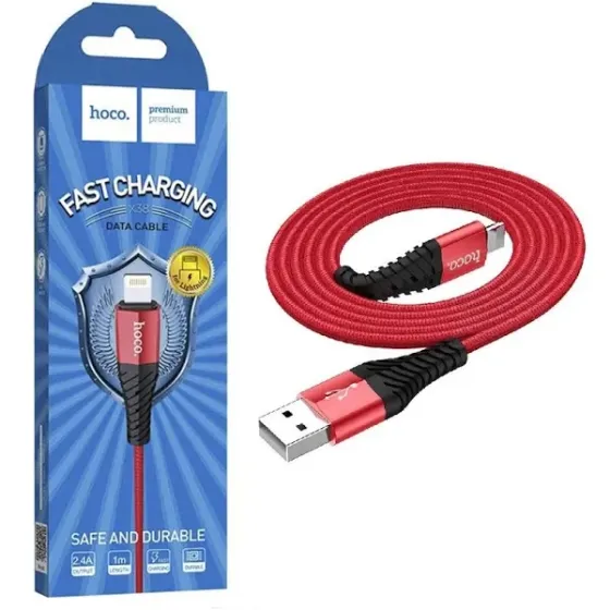Кабель HOCO COOL DATA CABLE X38 IP USB - Lightning, Красный Киев