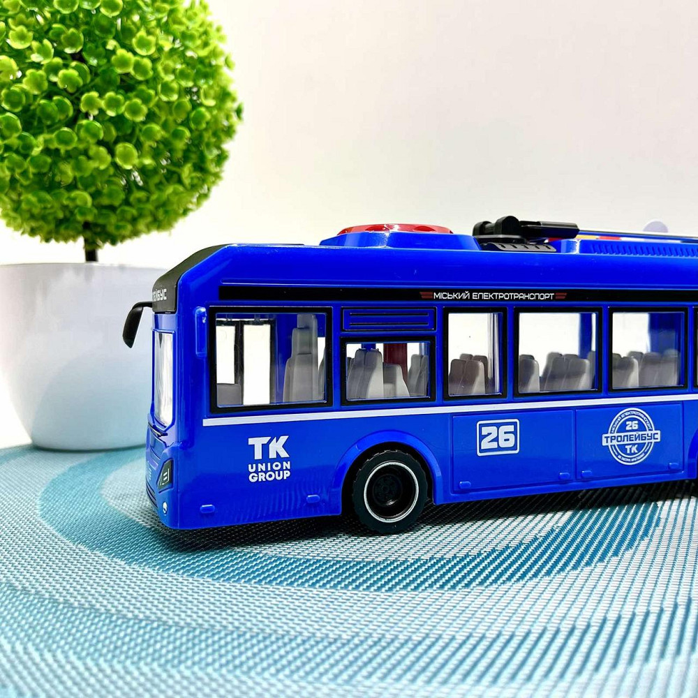 Тролейбус Авто Експерт з інерцією підсвічуванням і звуком відчиняються двері Синій (26487) Чернігів - фото 7