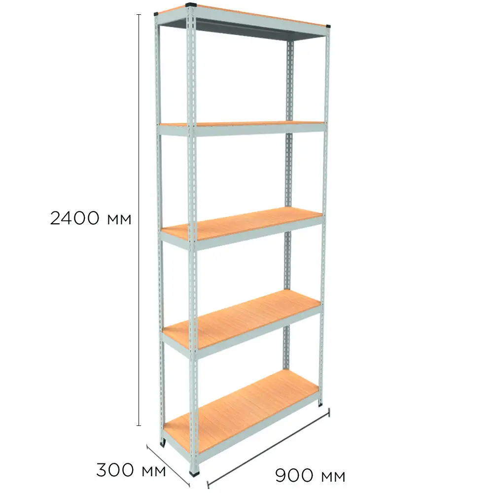 Металлический стеллаж Emby Light Series (размер 2400х900x300мм) 5 полок ДСП до 100кг Белый Киев - изображение 2