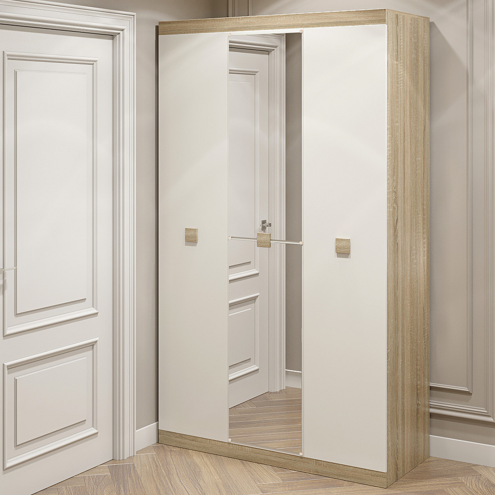 Шкаф 3-х дверный Эверест Соната-1200 с зеркалом дуб сонома + белый (DTM-2636) Днепр - изображение 2