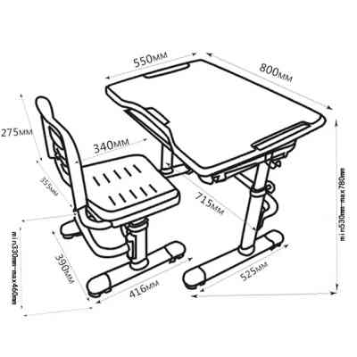 Парта зі стільцем FunDesk Vivo Grey (221892) Вінниця