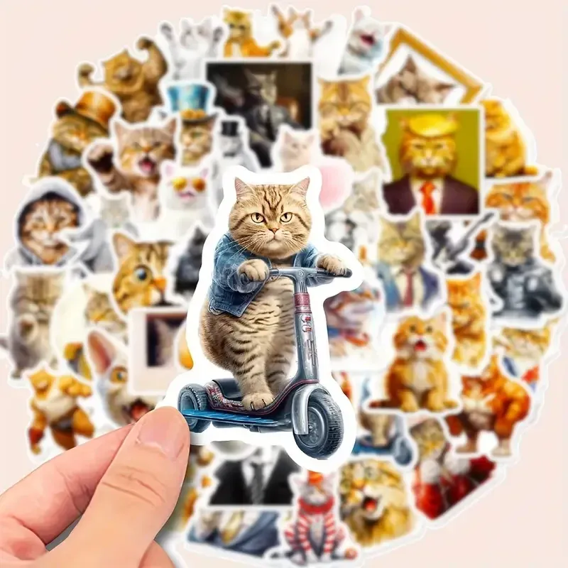 Веселі котячі вінілові стікери 50 шт — багатобарвні наклейки для ноутбуків і щоденного декору Київ - фото 2