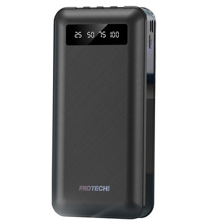 Універсальна зарядна батарея ProTech B-05 Solar 20000Mah + вбудовані кабелі + ліхтарик (Чорний) Вінниця - фото 1