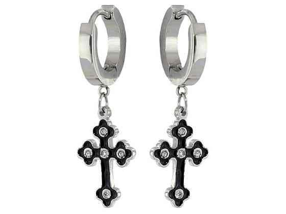 Серьги Stainless Steel Родий подвески на коллочках «Крестики» (215114) ТМ XUPING Киев