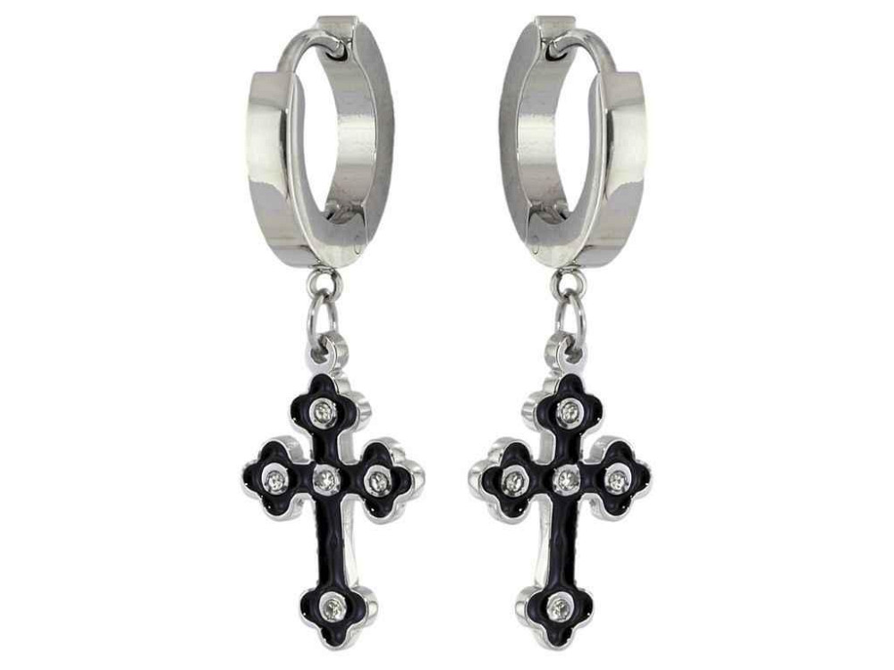Серьги Stainless Steel Родий подвески на коллочках «Крестики» (215114) ТМ XUPING Киев - изображение 1
