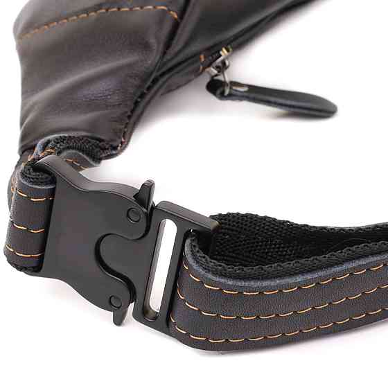 Мужская сумка-бананка из натуральной гладкой кожи Shvigel 23125 Черный Киев