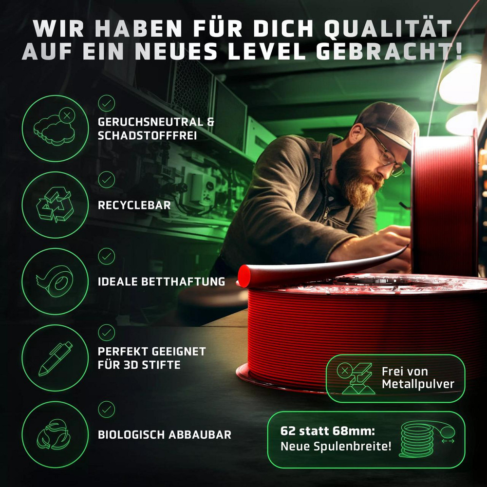 Червоний філамент Vision 3D® PLA 1кг, 1.75мм, для 3D-принтерів, екологічний матеріал, вдалий для моделювання Київ - фото 2