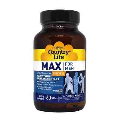 Мультивитамин Country Life Мультивитамины и Минералы для Мужчин, Max for Men, 60 табле (CLF8135) Винница