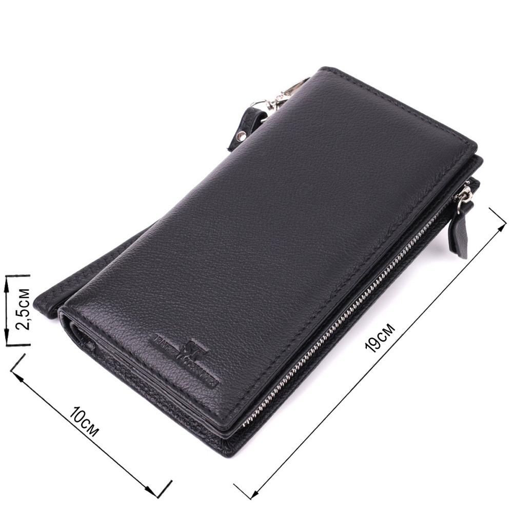 Вертикальный кошелек-клатч унисекс из натуральной кожи ST Leather 22532 Черный Киев - изображение 3