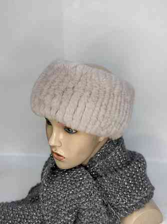 Хутряна пов'язка на голову жіноча із кролика Бежевий Харків