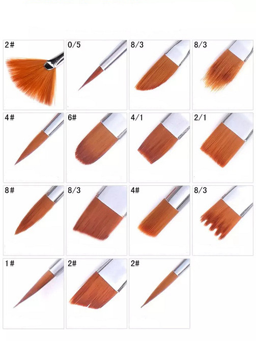 Набор нейлоновых кистей для рисования 12 шт с деревянной ручкой, кисти из синтетического ворса Каменец-Подольский - изображение 5