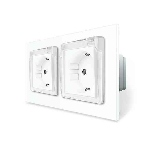 LIVOLO Подвійна електрична розетка вологозахисна з кришкою IP44 з заземленням, LIVOLO, біла, ск Коломия