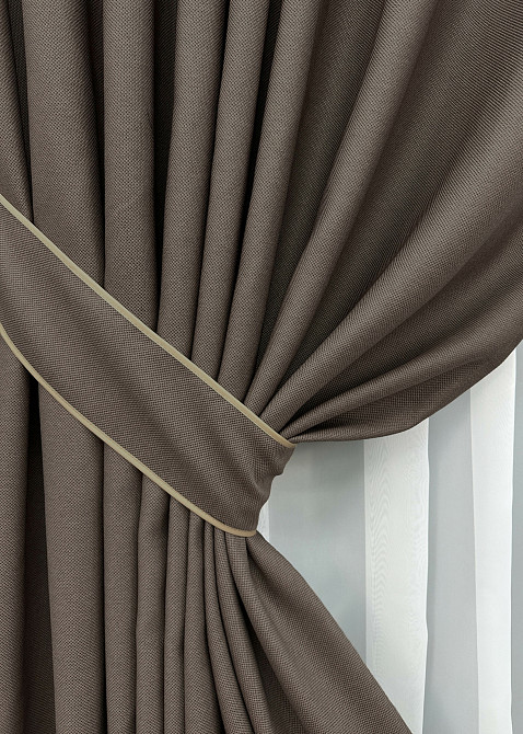 Комплект готових штор VR-Textil Рогожка TERRA LUXE № 1855ш Коричневий 150х290 см 2 шт (33-0852) Київ - фото 13