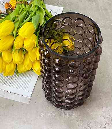 Ваза скляна 16*16*28 см "Інка" рожеве товсте скло Київ