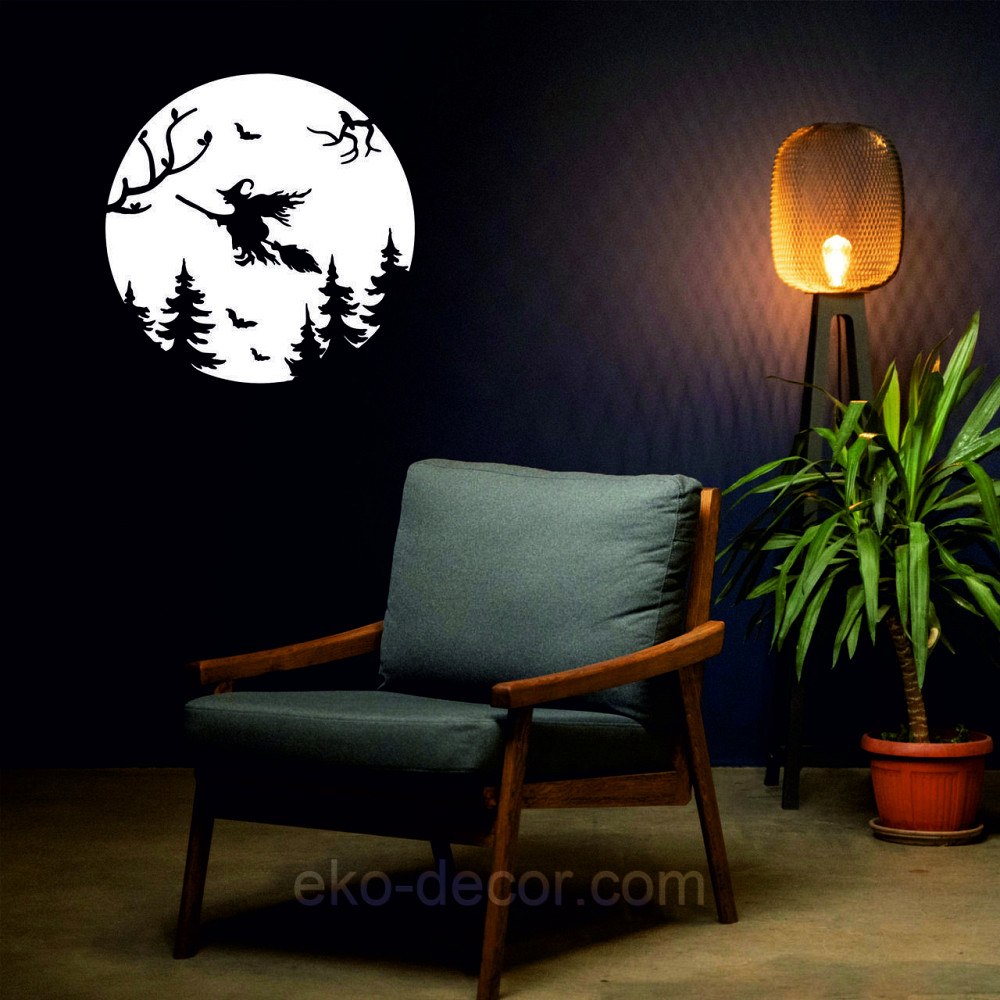 Декоративное настенное Панно «Ведьма на луне», Декор на стену 50*50 см, Белый Киев - изображение 10