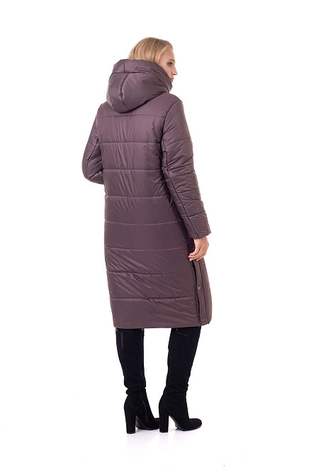 Жіноче довге пальто зимове з натурального хутра шоколад Київ - фото 6