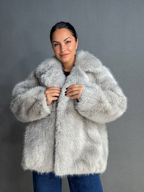 Шуба жіноча Fancy Matinee 5902 оверсайз з кишенями сіра, сірий, L Київ - фото 11