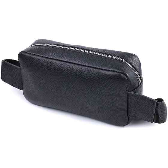 Чоловіча сумка-бананка з натуральної шкіри флотар Чорна (SHVIGEL) Київ