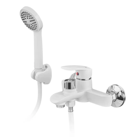 Змішувач для ванни Plamix Rodri-009 Euro Set White (з шлангом, лійкою та кронштейном) (PM0740)   ( 20005 ) Харьков