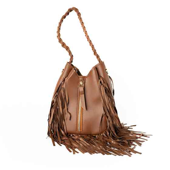 Сумка женская стильная с бахрамой из качественной искусственной кожи, Коричневый Каменец-Подольский