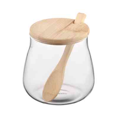Емкость для сыпучих продуктов Ardesto Midori Sugar 500мл, скло, бамбук, прозорий (AR1350BHB) Вінниця