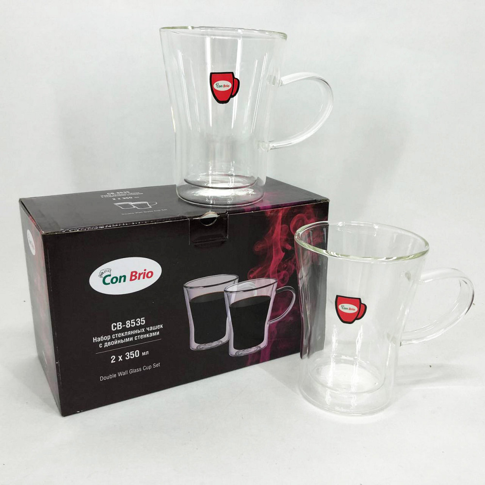 Чашка бонна с двойным стеклом Con Brio CB-8535-2 350 мл 2 шт, Набор стаканов с двойным стеклом 2 шт LV-89 Львов - изображение 6