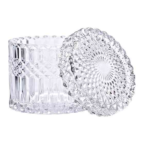 Круглая стеклянная конфетница с крышкой Киев