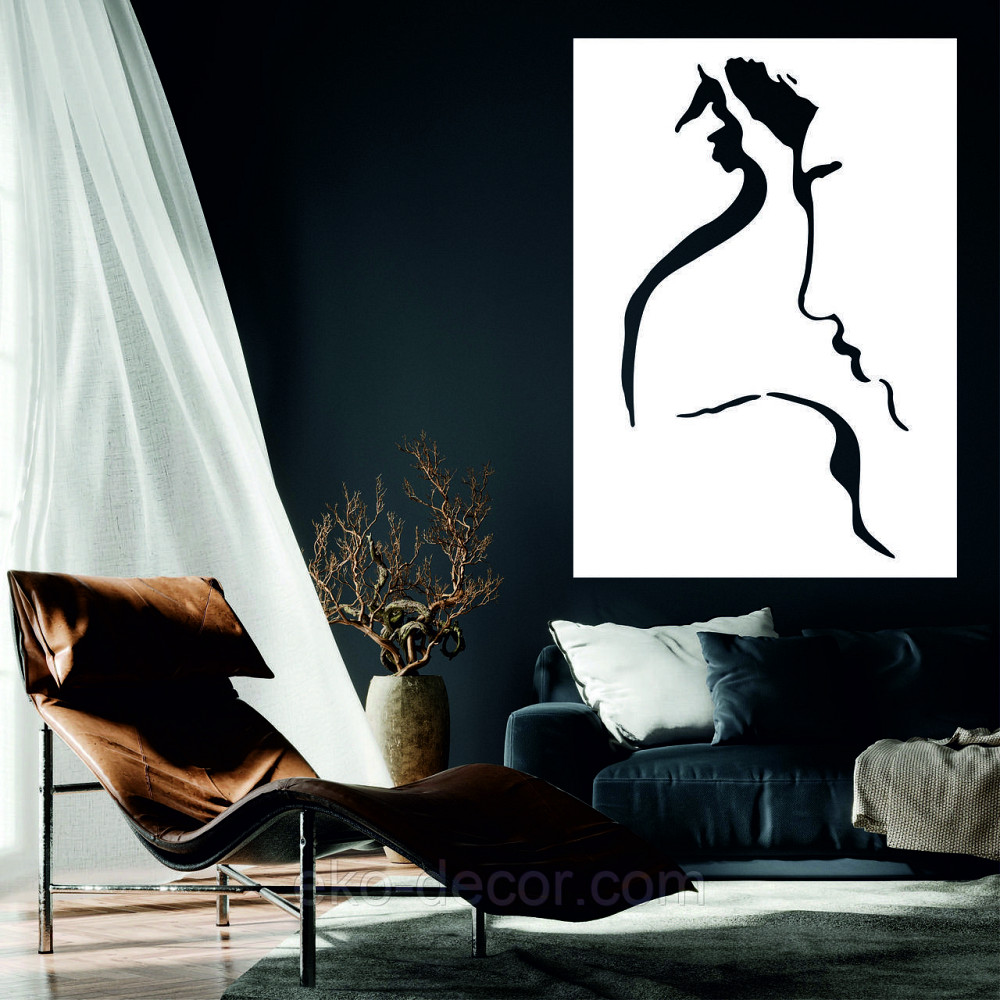 Декоративное настенное Панно «Силуэт пары», Декор на стену 50*35 см, Белый Киев - изображение 1