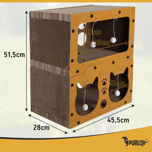 Когтеточка для кошки с двухэтажным домиком из картона и ДВП Purlov (27017) Нововолынск - изображение 8