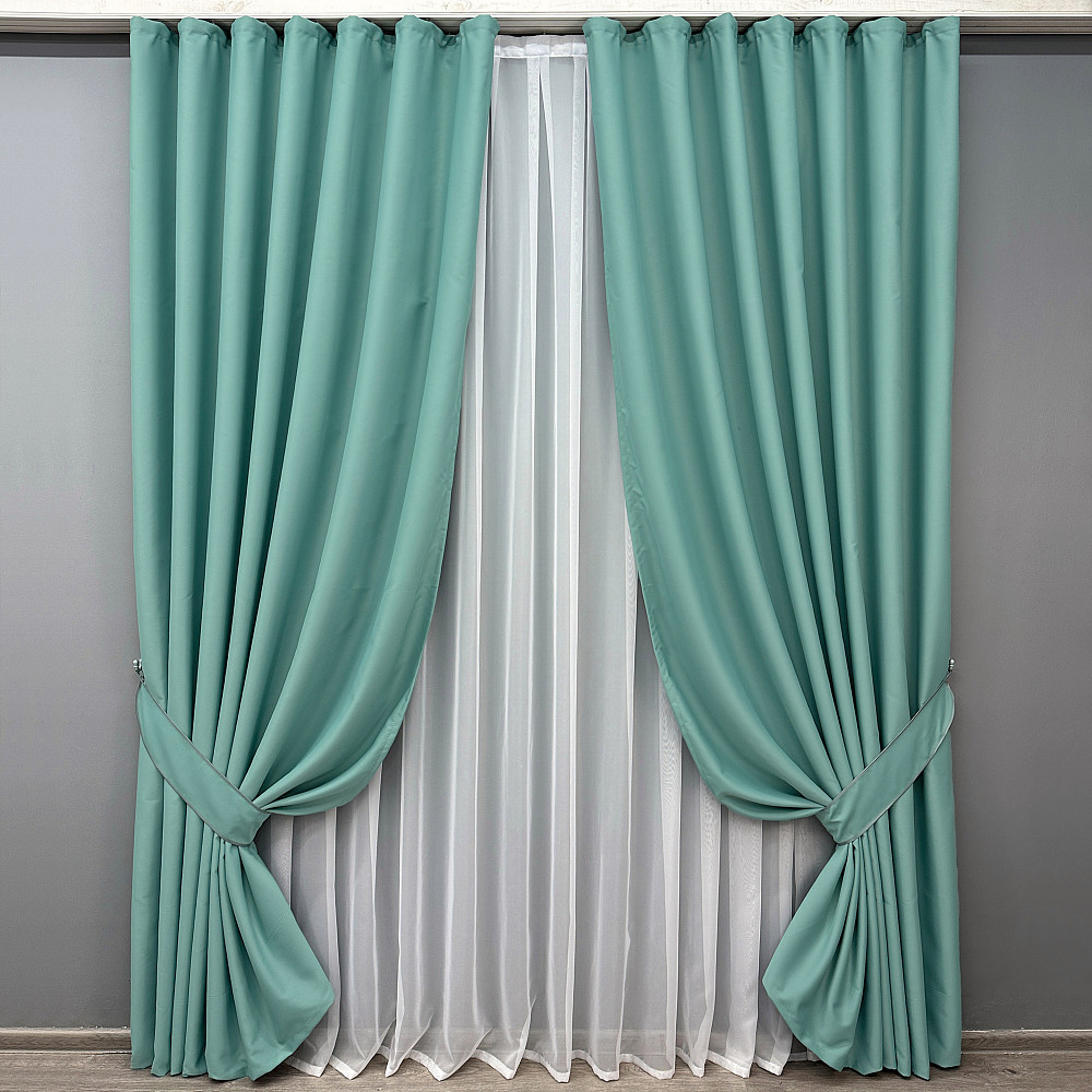 Комплект готових штор VR-Textil Блекаут Midnight № 1229ш Бірюзовий 150х290 см 2 шт (33-0057) Київ - фото 10