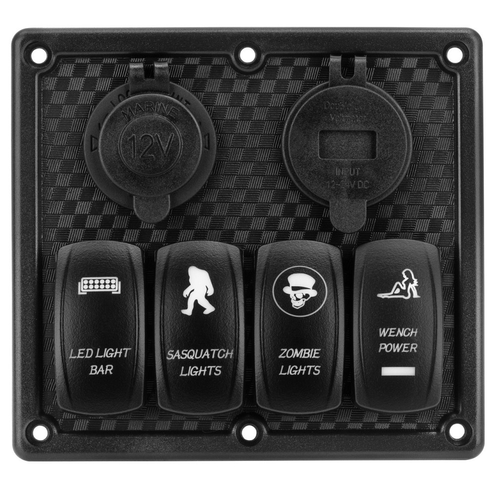 Панель переключения на 4 кнопки с 4.2A USB Вольтметр и прикуриватель под карбон Киев - изображение 1