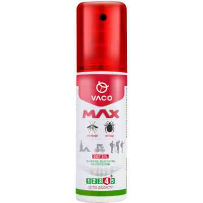 Спрей от насекомых Vaco Max от комаров, клещей и мошек Deet 30% с пантенолом 80 мл (5901821952590) Винница