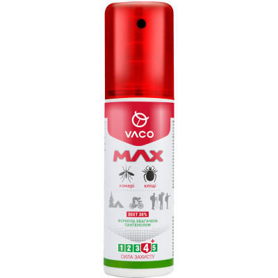 Спрей від комах Vaco Max від комарів, кліщів і мошок Deet 30% з пантенолом 80 мл (5901821952590) Вінниця - фото 1