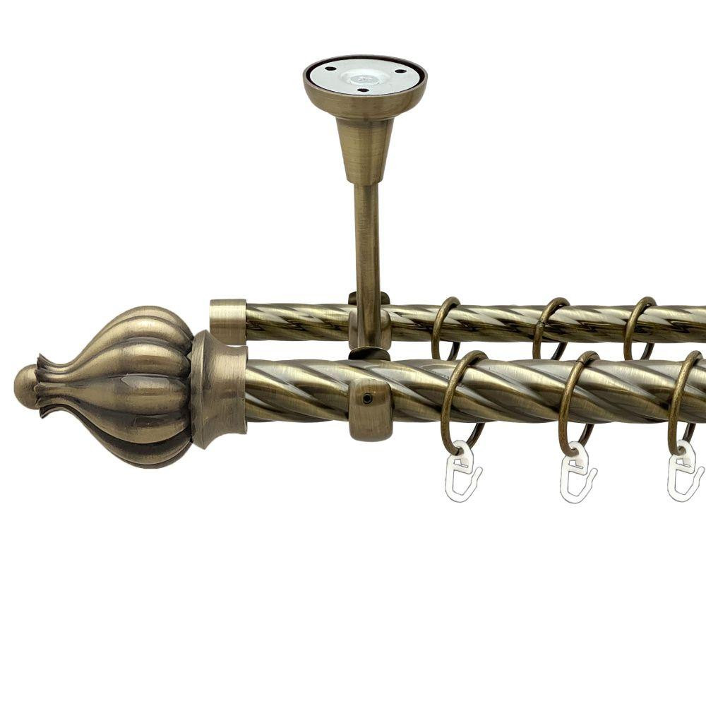 Карниз Orvit Таджа металевий дворядний відкритий до стелі скручена труба кільце металеве Антик 25\16 мм 300 см Львов - изображение 1