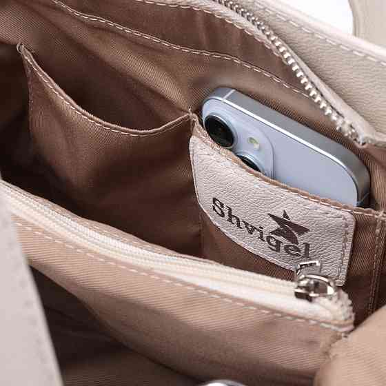 Ділова жіноча сумка з двома ручками з натуральної шкіри (SHVIGEL) Київ