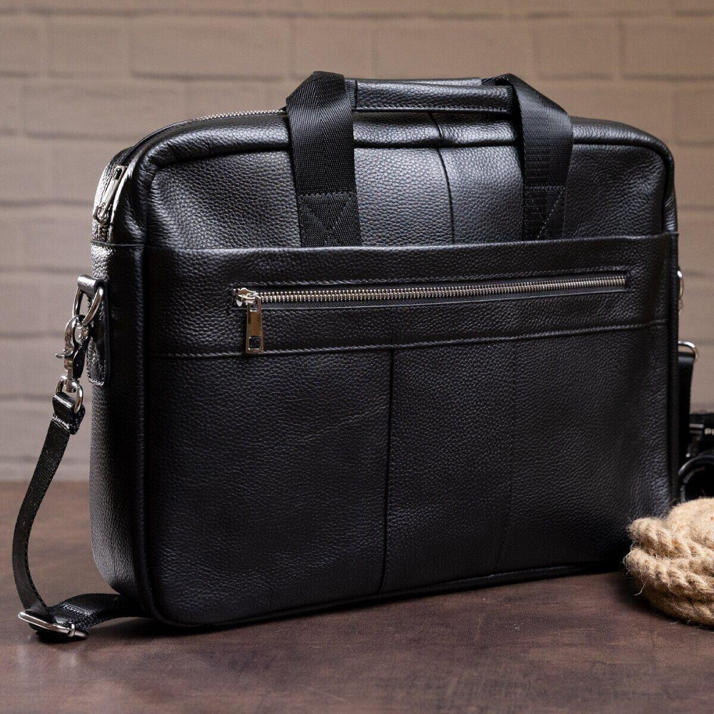 Сумка ділова чоловіча шкіряна Vintage 14794 Чорна Київ - фото 6