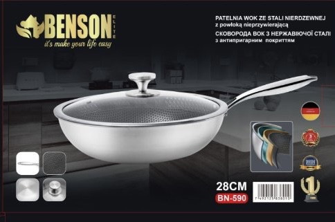 Сковорода WOK 28 см из нержавеющей стали профессиональная Антипригарно BN-590 (6 шт/ ящ) Одесса - изображение 1
