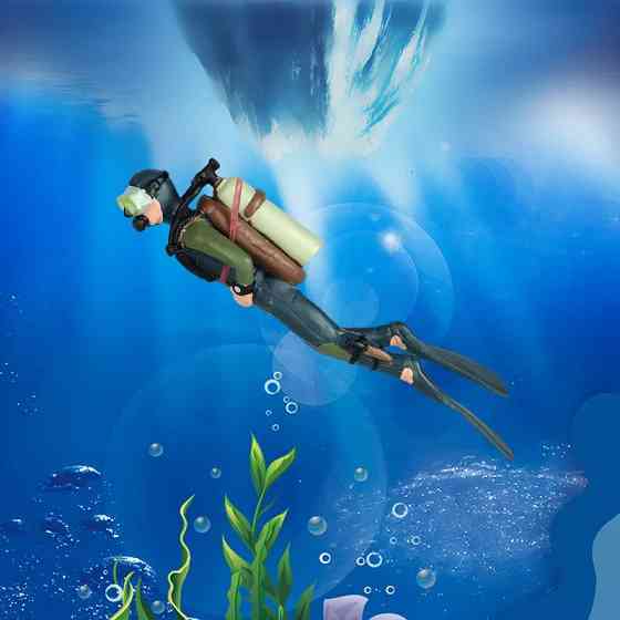 Аквалангіст декор в акваріум 12 см різнобарвний Київ