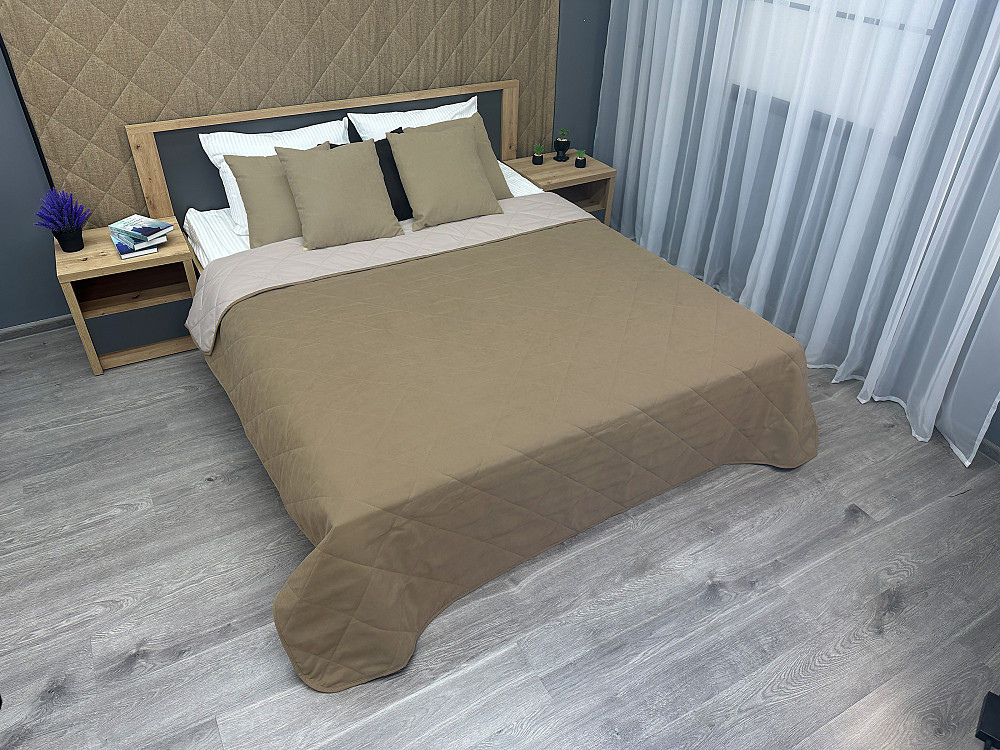 Покрывало стеганое Decorator Sparta Diamond ромб 240х260 см темно-бежевый (85-068) Киев - изображение 8