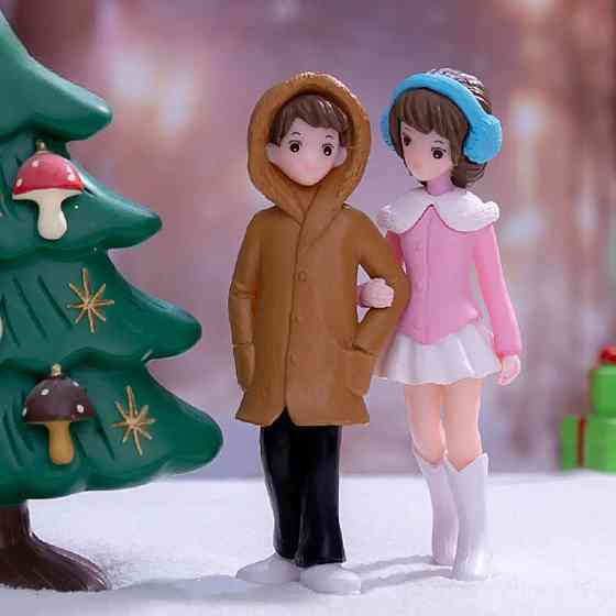 Новогодние фигурки людей Зимняя пара для декора, мини-сада, флорариума, моделирования, песочного стола Одесса