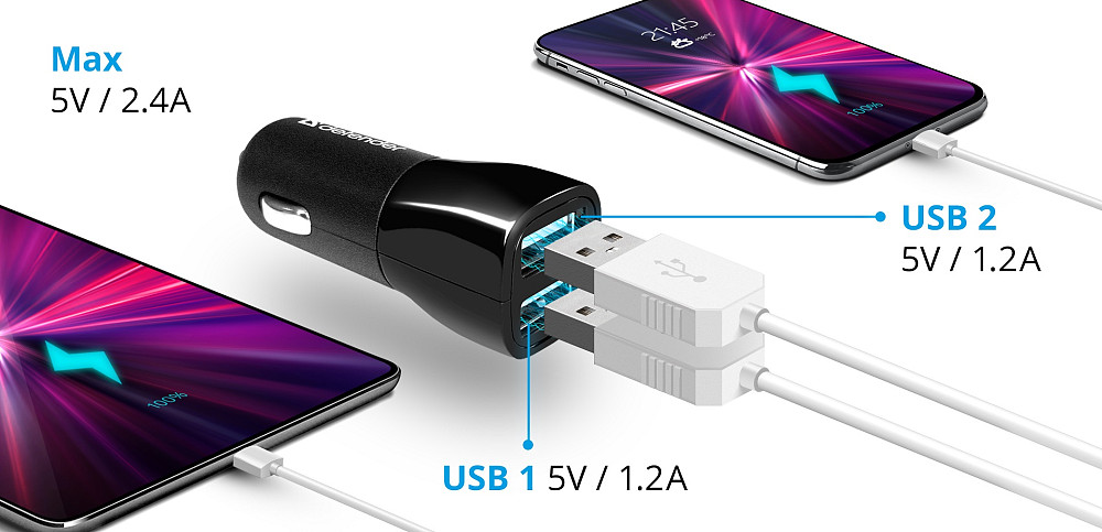 Зарядний пристрій 2xUSB 12W 2.1A ECA-24 чорний Defender Винница - изображение 5