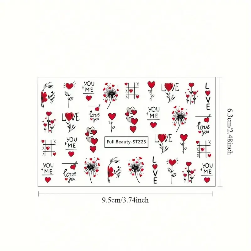 Набор наклеек для ногтей Love (2 листа) – сердечки, пары, надписи, цветы Киев - изображение 6