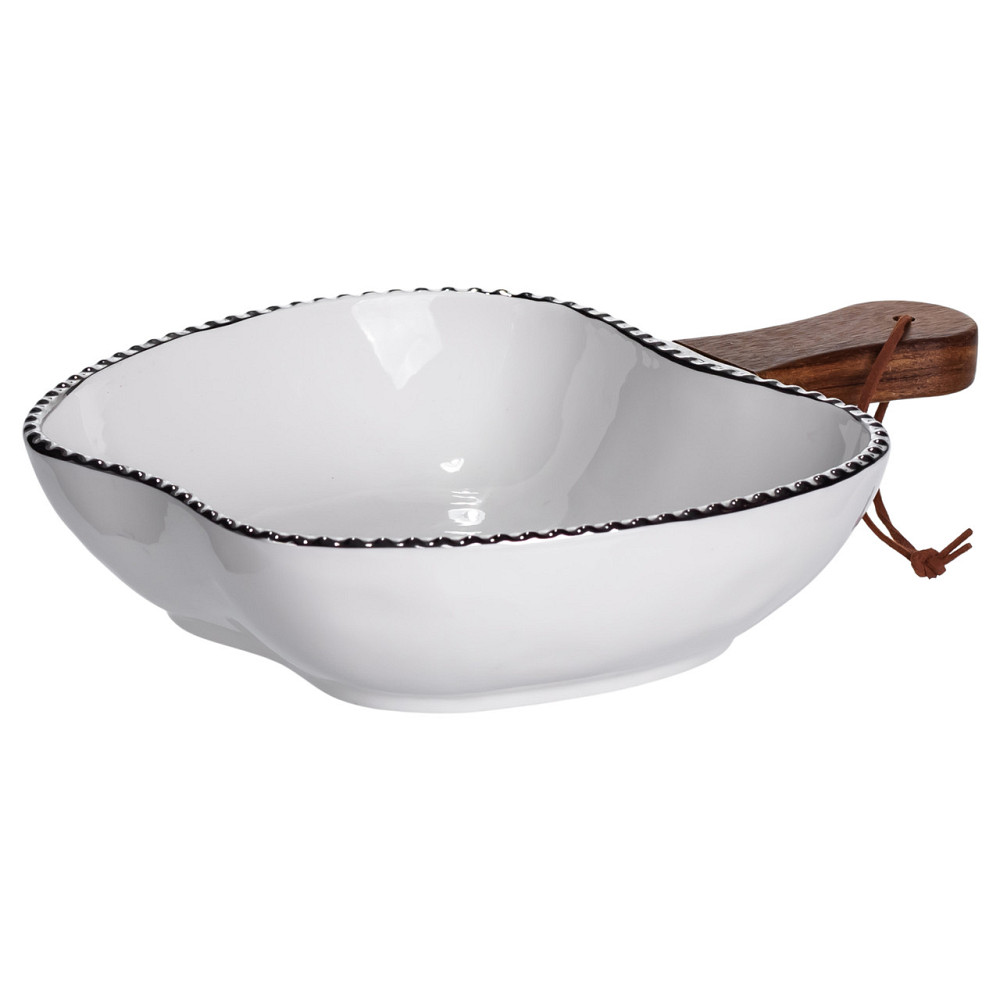 Тарілка порцелянова глибока з ручкою Яблуко 25×20×5 (см) з ручкою Срібло ZJH-14-4 Коломия - фото 2