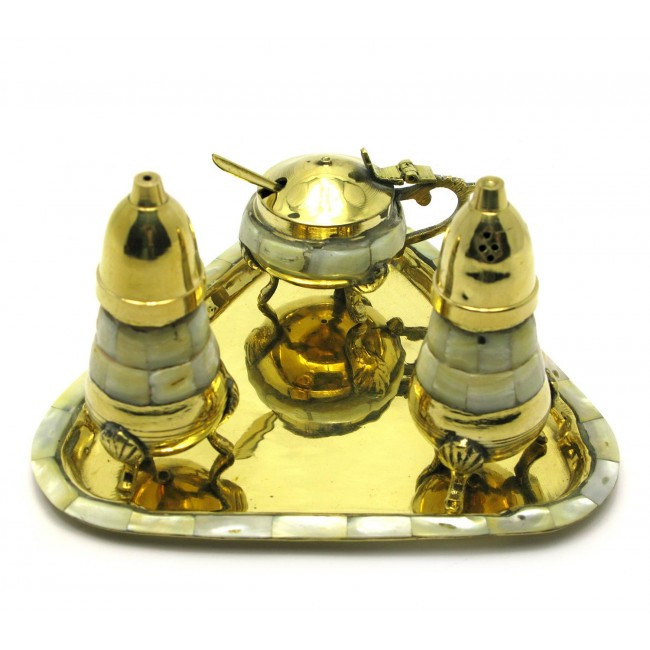 Солонка и перечница бронза с перламутром на подносе Киев - изображение 1