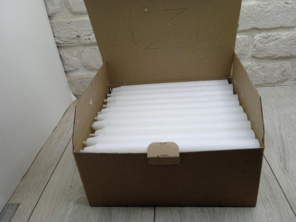 Свічки господарські парафінові білі 24×2 см — набір 154 шт. у ящику для дому та побуту Харків - фото 3